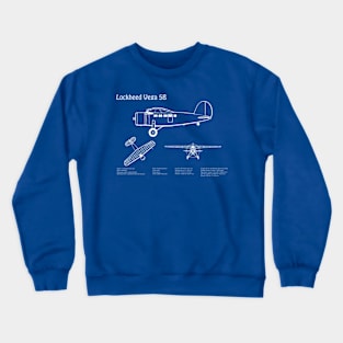 Lockheed Vega 5b of Amelia Earhart - Airplane Blueprint - ADpng Crewneck Sweatshirt